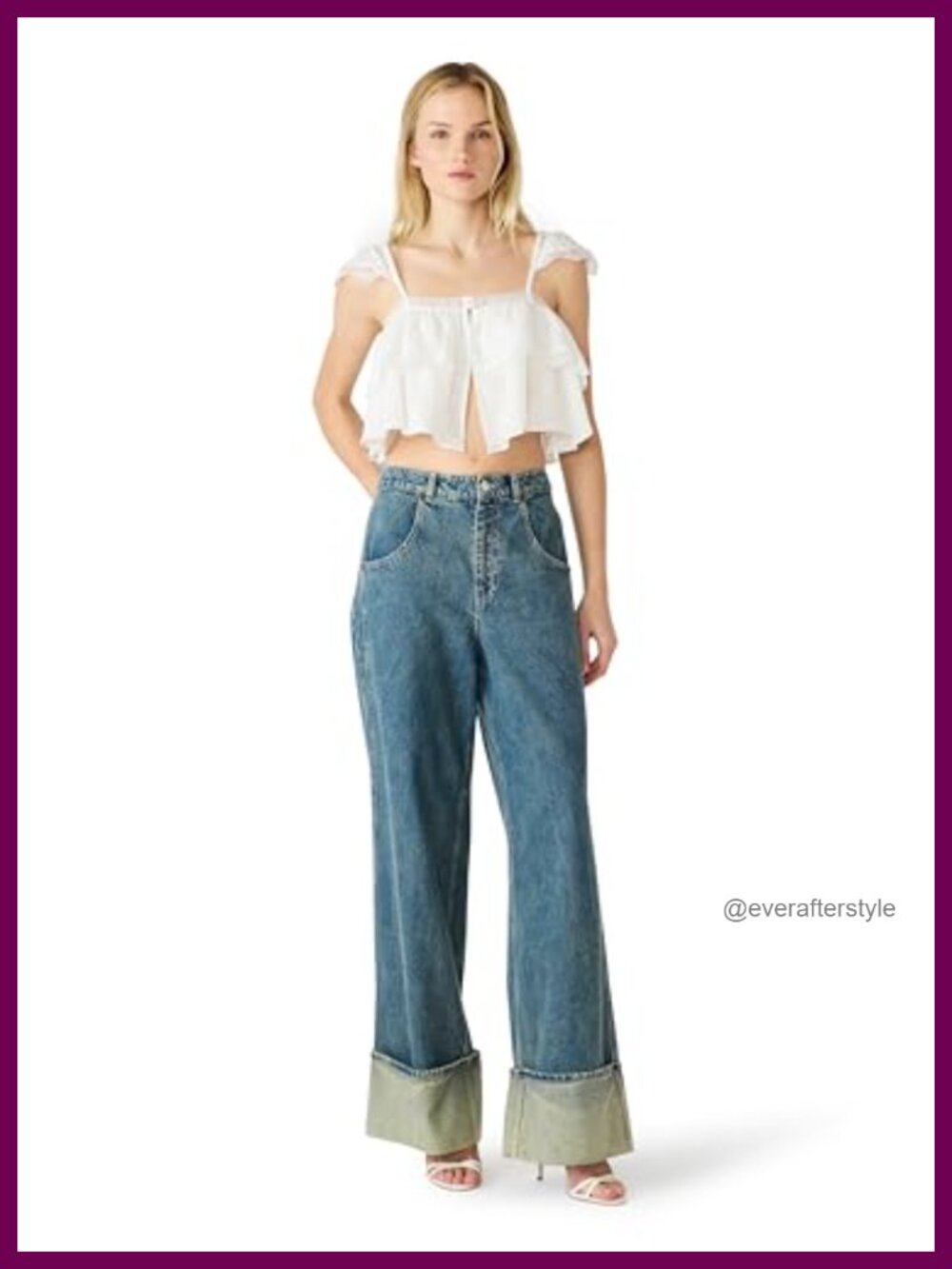 Steve Madden Leta Square Neck Sleeveless Crop Top Blouse